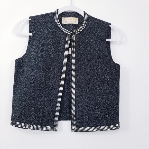 American Vintage Karlana Knit Wear Metallic Rhinestone Vest - Picture 1 of 12